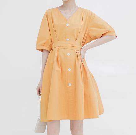 Short Sleeve V-neck Dress